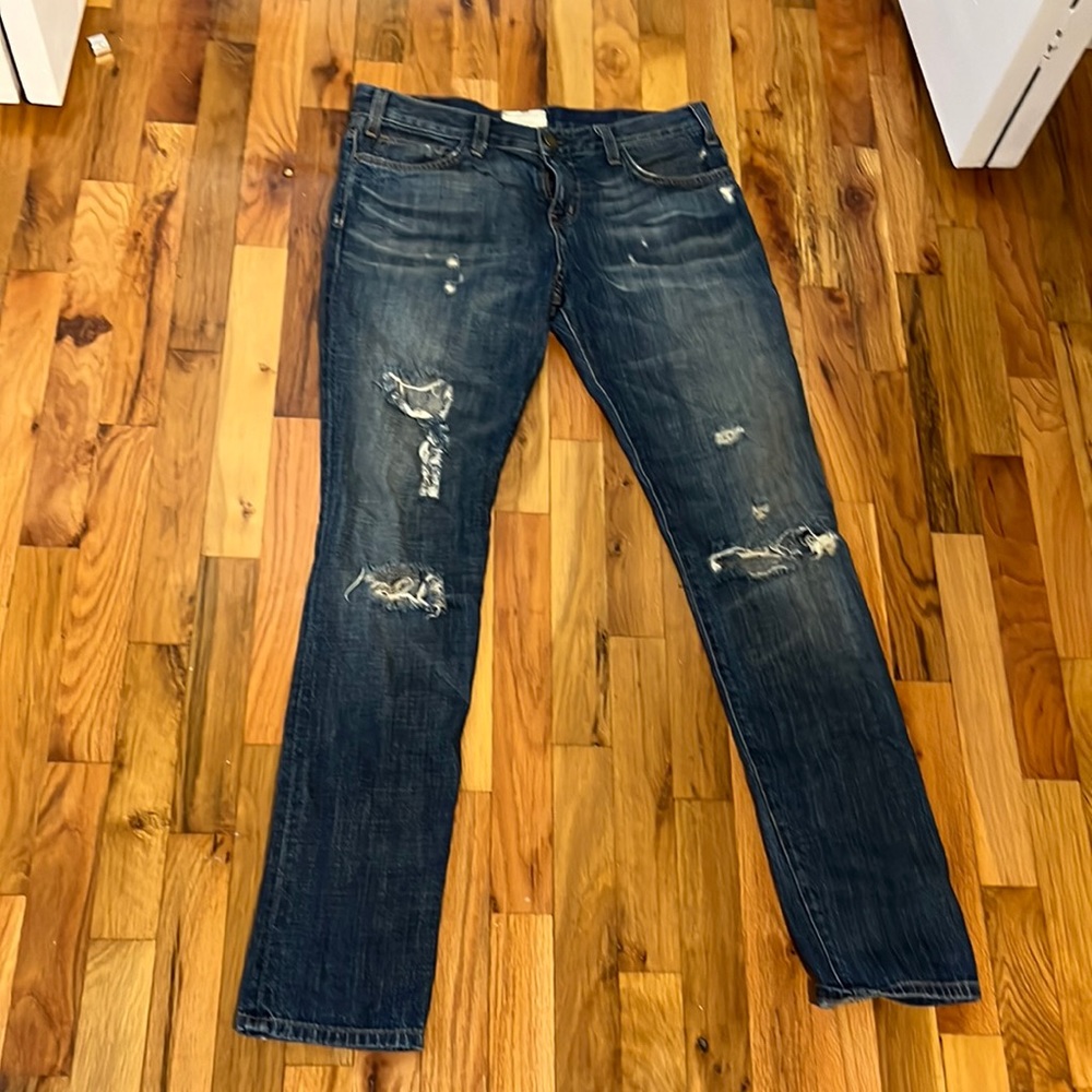 Current/Elliott The Super Slouchy Skinny Washboard Destroy Jeans - Size 27